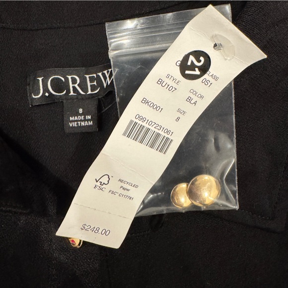 J. Crew Drapey shirtdress in luster crepe • size 8 • NWT • BU107 • black - Picture 3 of 7